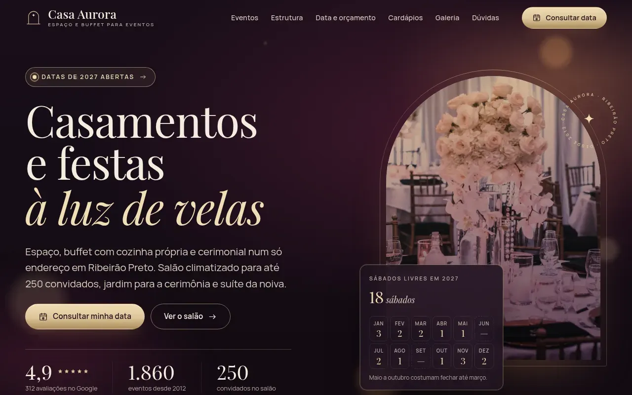 Prévia de Site para eventos e festas