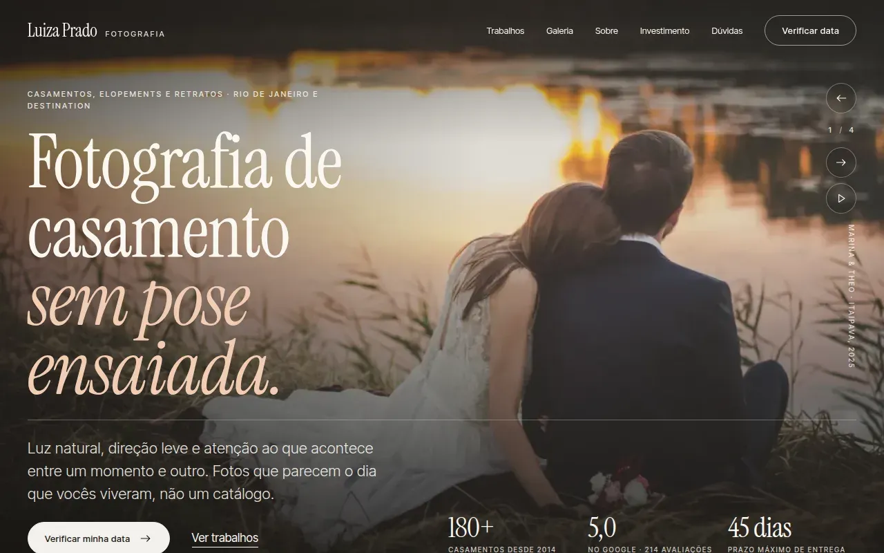 Prévia de Site para fotógrafo e criativo