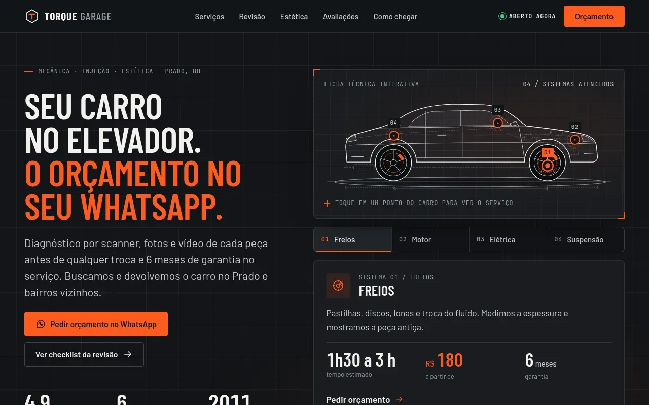 Prévia de Site para oficina e automotivo