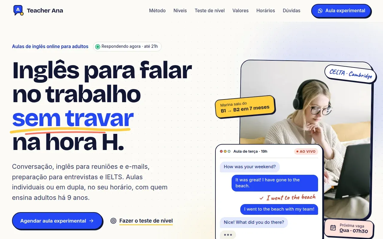 Prévia de Site para professor e aulas