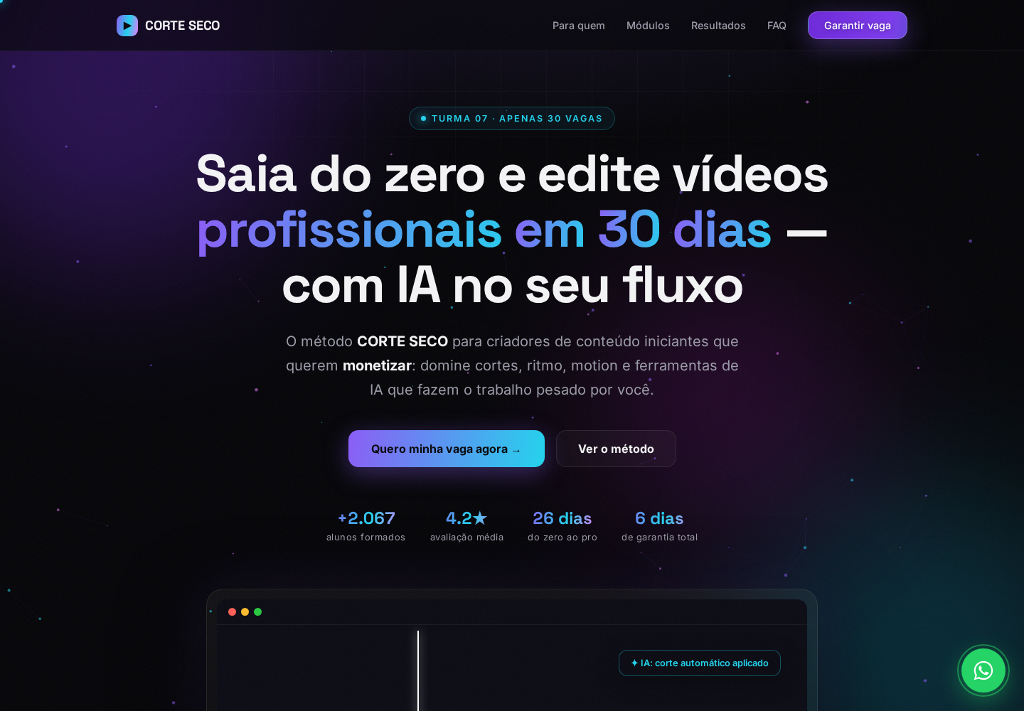 Preview do site publicado com o prompt Landing page de oferta