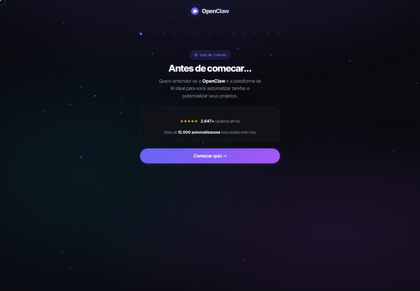 Preview do site publicado com o prompt Quiz funnel de alta conversão